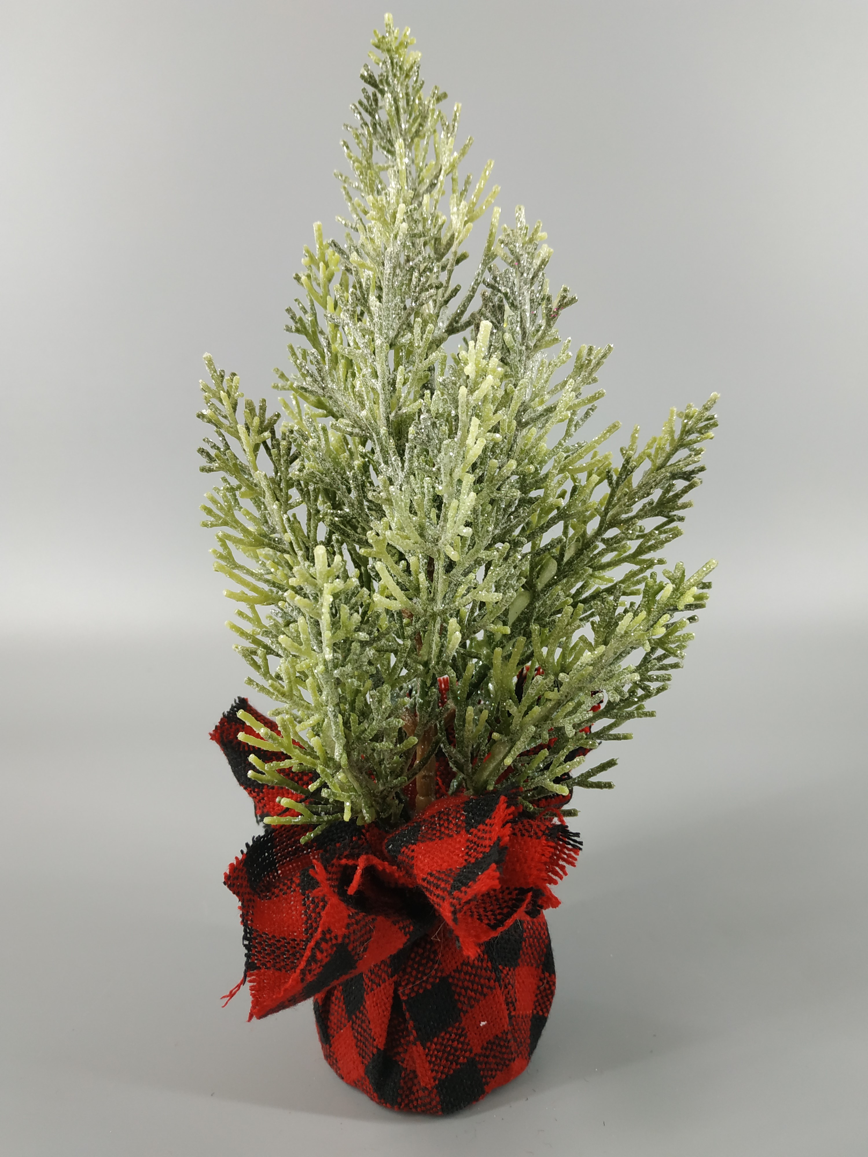 X'mas グリーン ミニ ツリー 赤い布製洗面器付き - 16