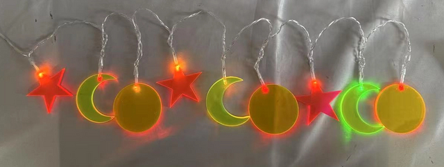 星/三日月/円形のRGB F3ストリングライト9つのLED電球、3×AAバッテリー駆動の色を変える装飾ランプのためのパーティーとイベントのための装飾ランプ