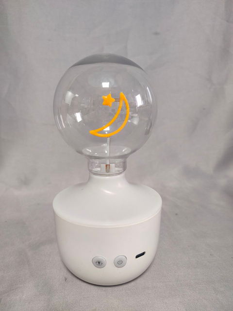 透明なガラス色合い、バッテリー/USB操作、夢のような装飾ライトを備えたスタームーンをテーマにした7色のアンビエントテーブルランプ