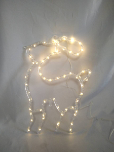 トナカイの形をした59ライト温かい白いLEDストリングライト - 柔軟な銅線のデザイン、お祝いの装飾用の8つのダイナミック照明モードを備えた31x44cmサイズ