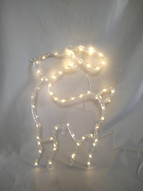 トナカイの形をした59ライト温かい白いLEDストリングライト - 柔軟な銅線のデザイン、お祝いの装飾用の8つのダイナミック照明モードを備えた31x44cmサイズ