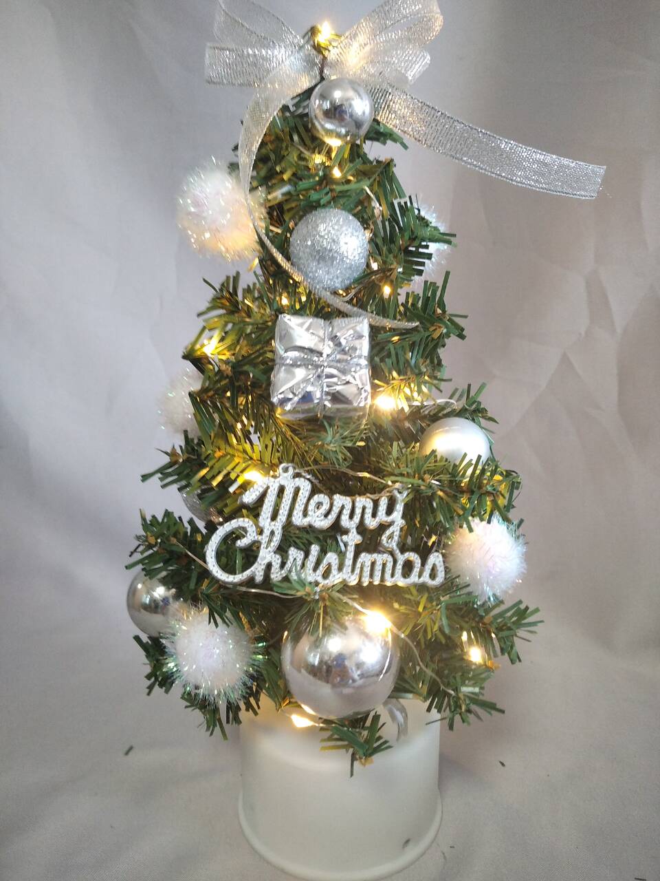 シルバー30cm回転ミニクリスマスツリー