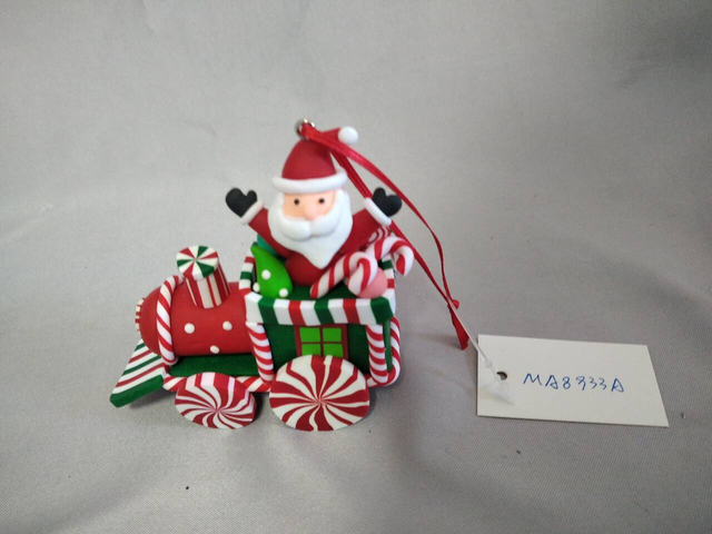 手作りのパン粘土クリスマスサンタ列車飾り（明かりなし）| 8.5×4×9cmミニチュア装飾