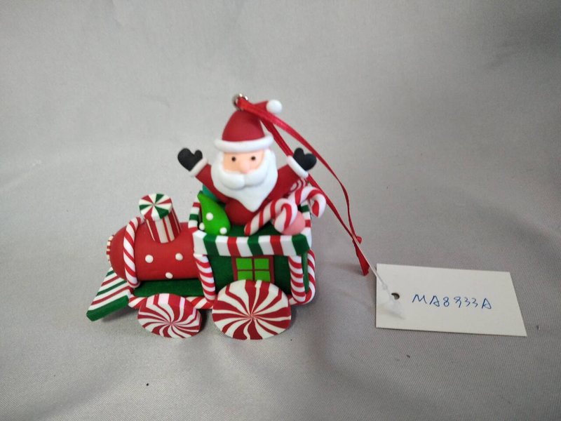 手作りのパン粘土クリスマスサンタ列車飾り（明かりなし）| 8.5×4×9cmミニチュア装飾