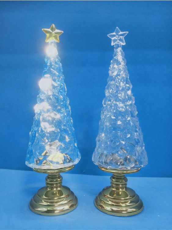 星が付いたアクリル製の透明なクリスマスツリー