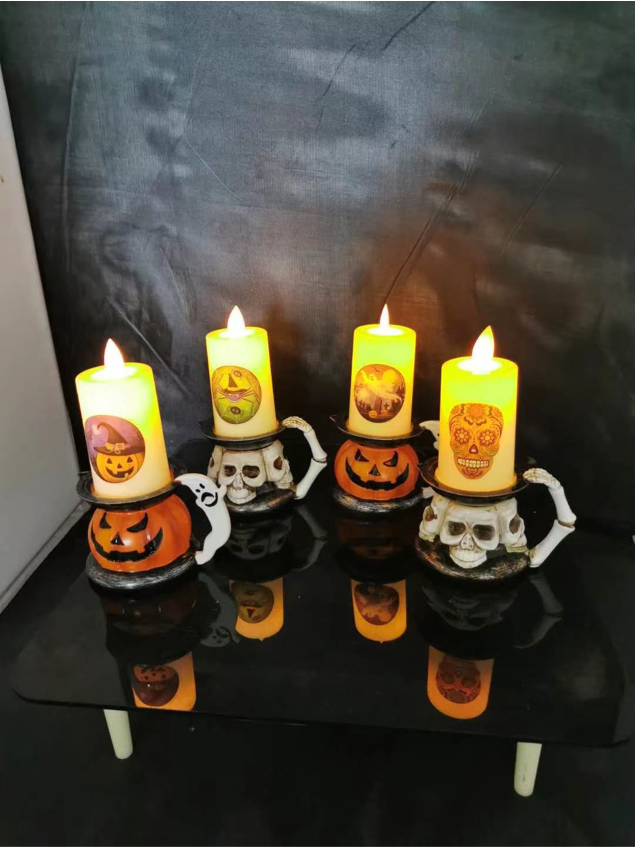 アクリル製ハロウィンスカルキャンドル