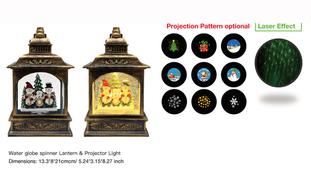 アクリルウォーターグローブスピナー ランタン&プロジェクターライト スノーマン&ジョイ SR-35