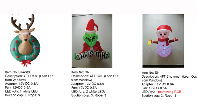 鹿&フクロウ&雪だるまインフレータブルライト - 69