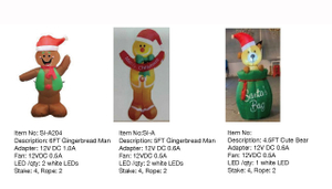 ジンジャーブレッドマンとかわいいクマのインフレータブルライト