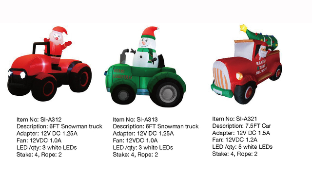 雪だるまトラックと車のインフレータブルライト