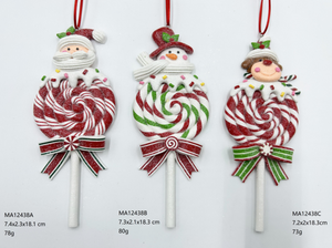 粘土生地 サンタクロース/雪だるま/トナカイ ロリポップ- 40