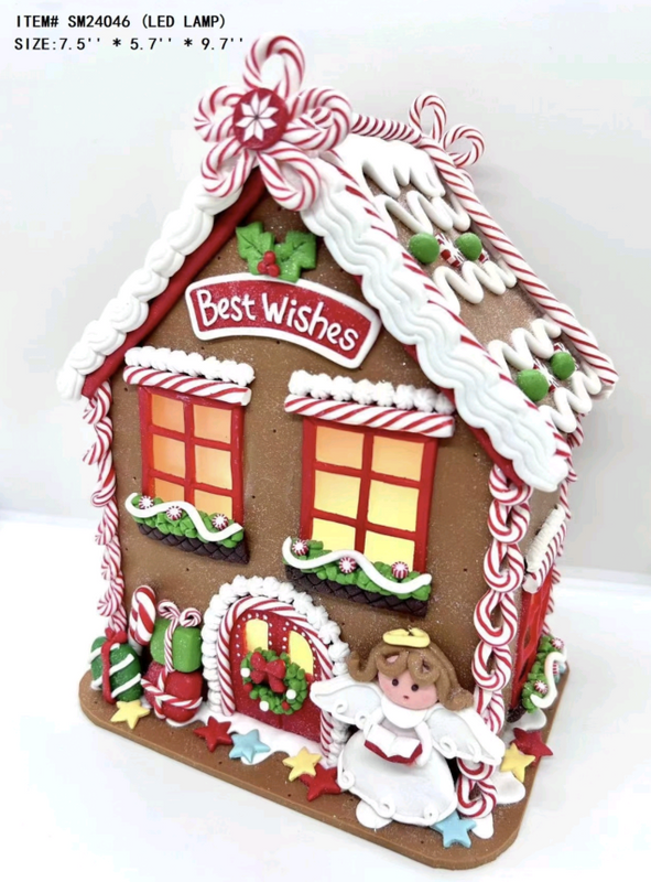 粘土生地 家の前に立つ小さな天使と願いの光 - 22