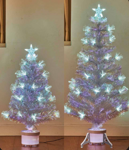 X'mas ホワイトカラー クリスタルファイバーツリー ライト 丸型鉢付き