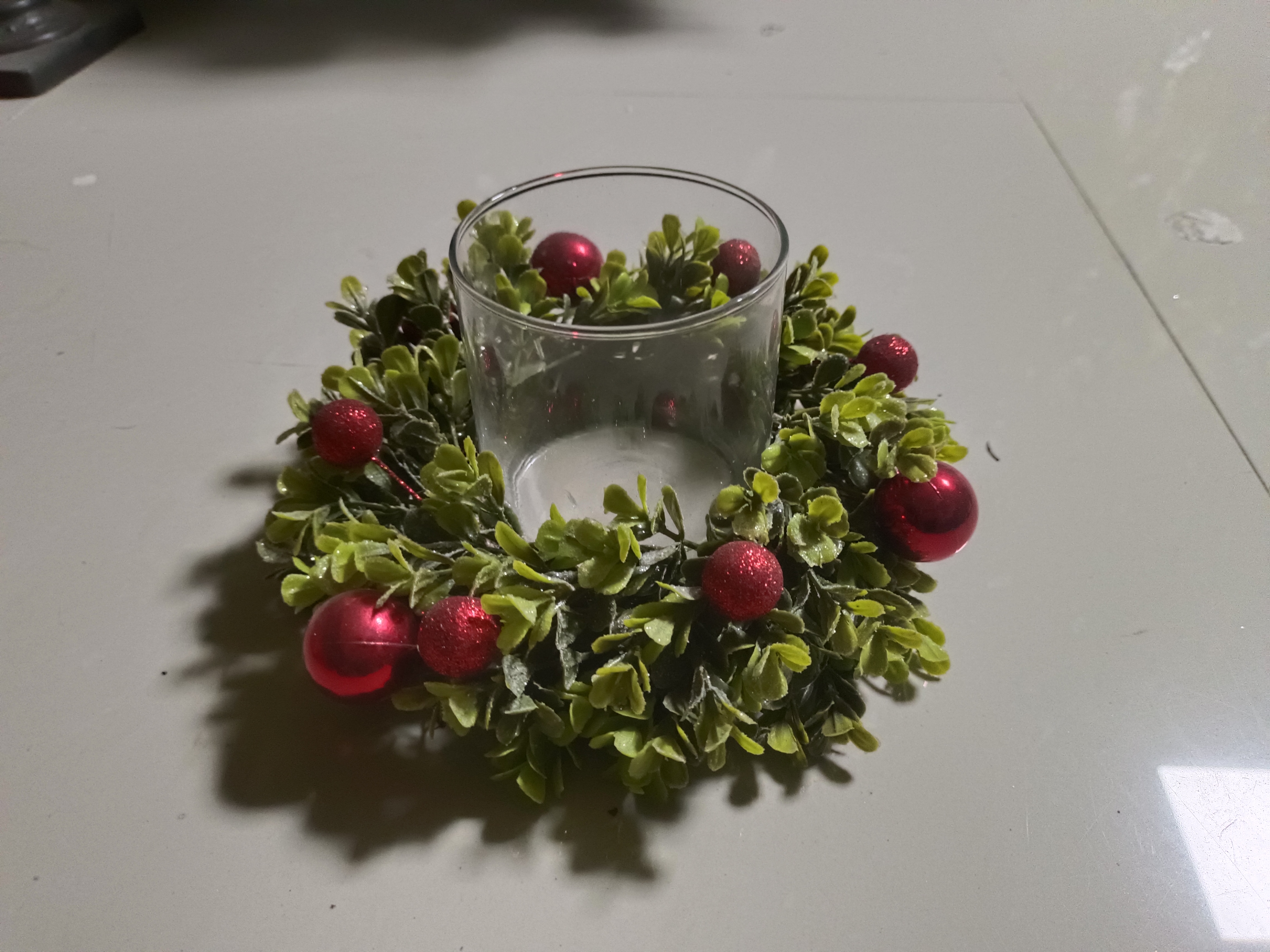 キャンドルホルダー 緑の葉と赤いボール - 11