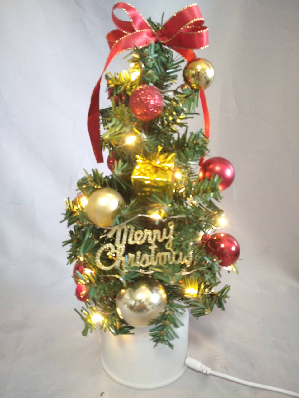 赤い30cm回転ミニクリスマスツリー