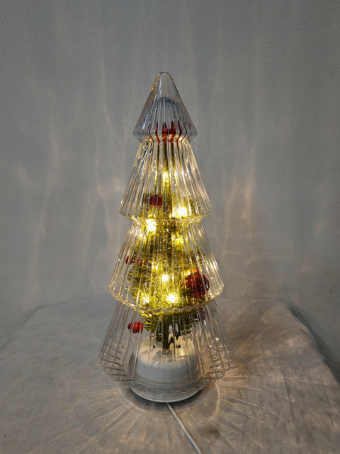 透明なガラス回転クリスマスツリー