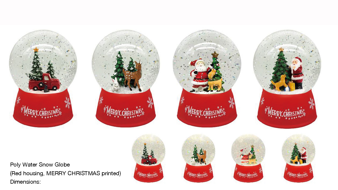アクリルポリウォータースノードーム 車/トナカイ/サンタクロース&トナカイ SR-129