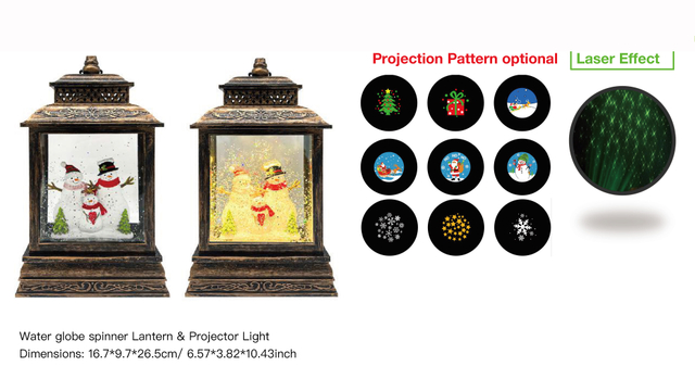 アクリルウォーターグローブスピナー ランタン&プロジェクターライト スノーマンファミリー SR-12