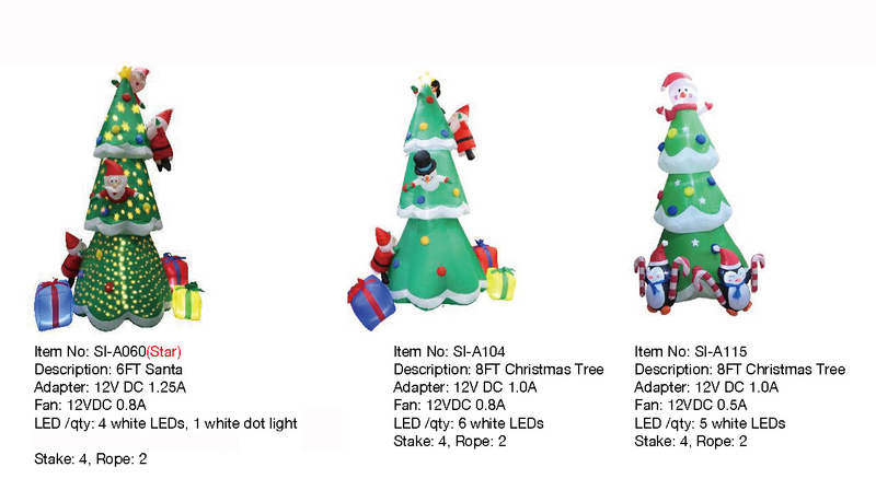 サンタ/雪だるま/ペンギンのクリスマスツリーインフレータブルライト