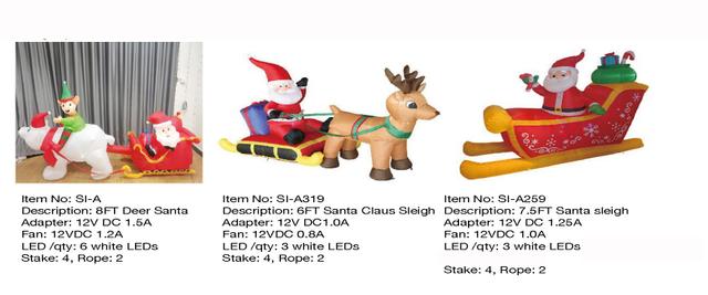 鹿サンタ&サンタそりインフレータブルライト