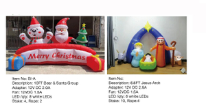 クマ & サンタ & ジーザス アーチ インフレータブル ライト