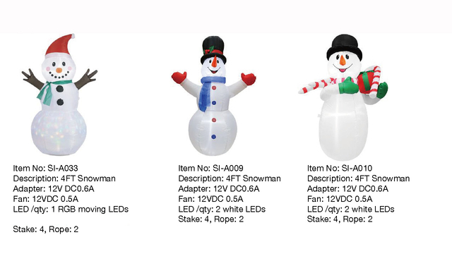 4FT スノーマンインフレータブルライト