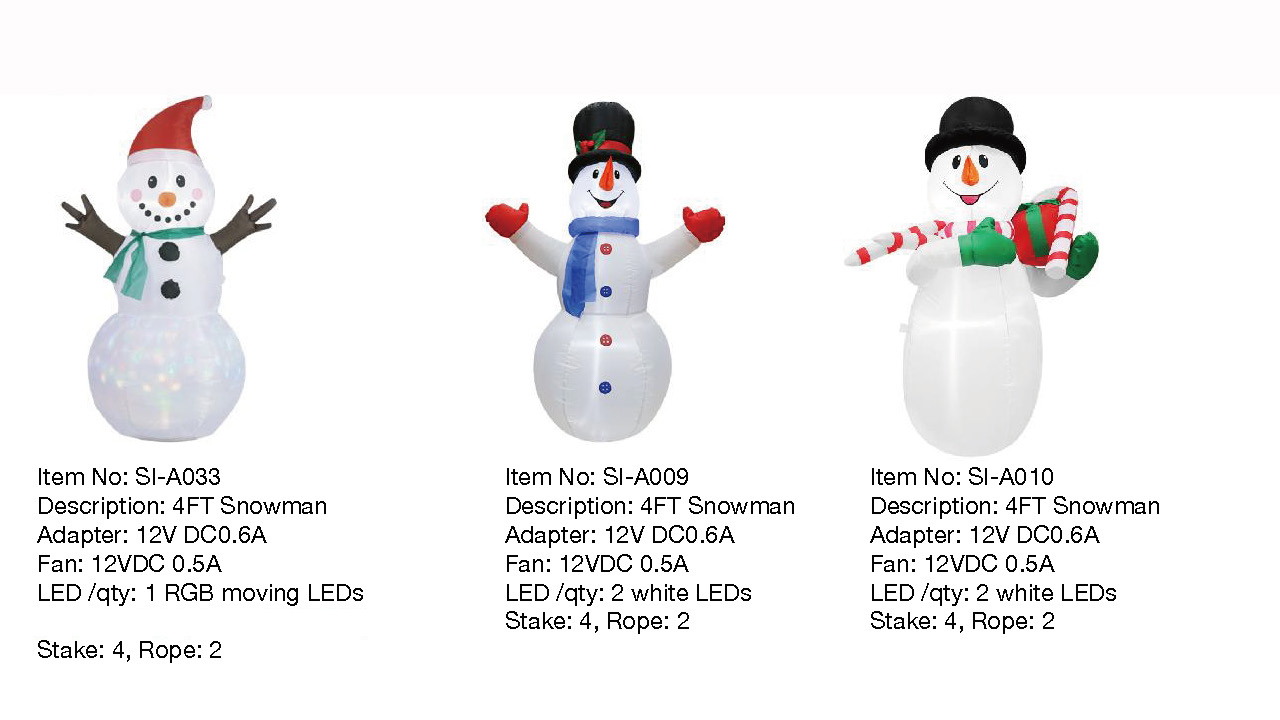 4FT スノーマンインフレータブルライト