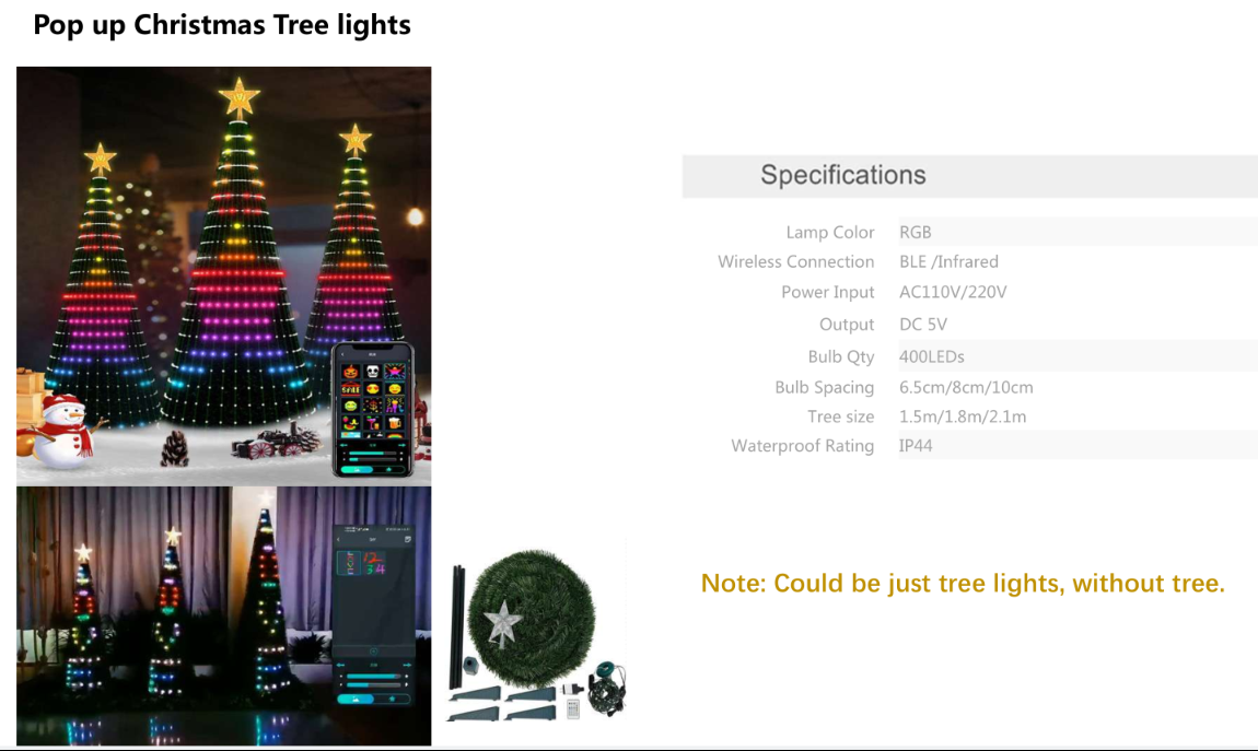 クリスマスツリーのライトをポップアップ 