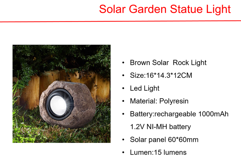 ソーラーLEDブラウンソーラーロックライト