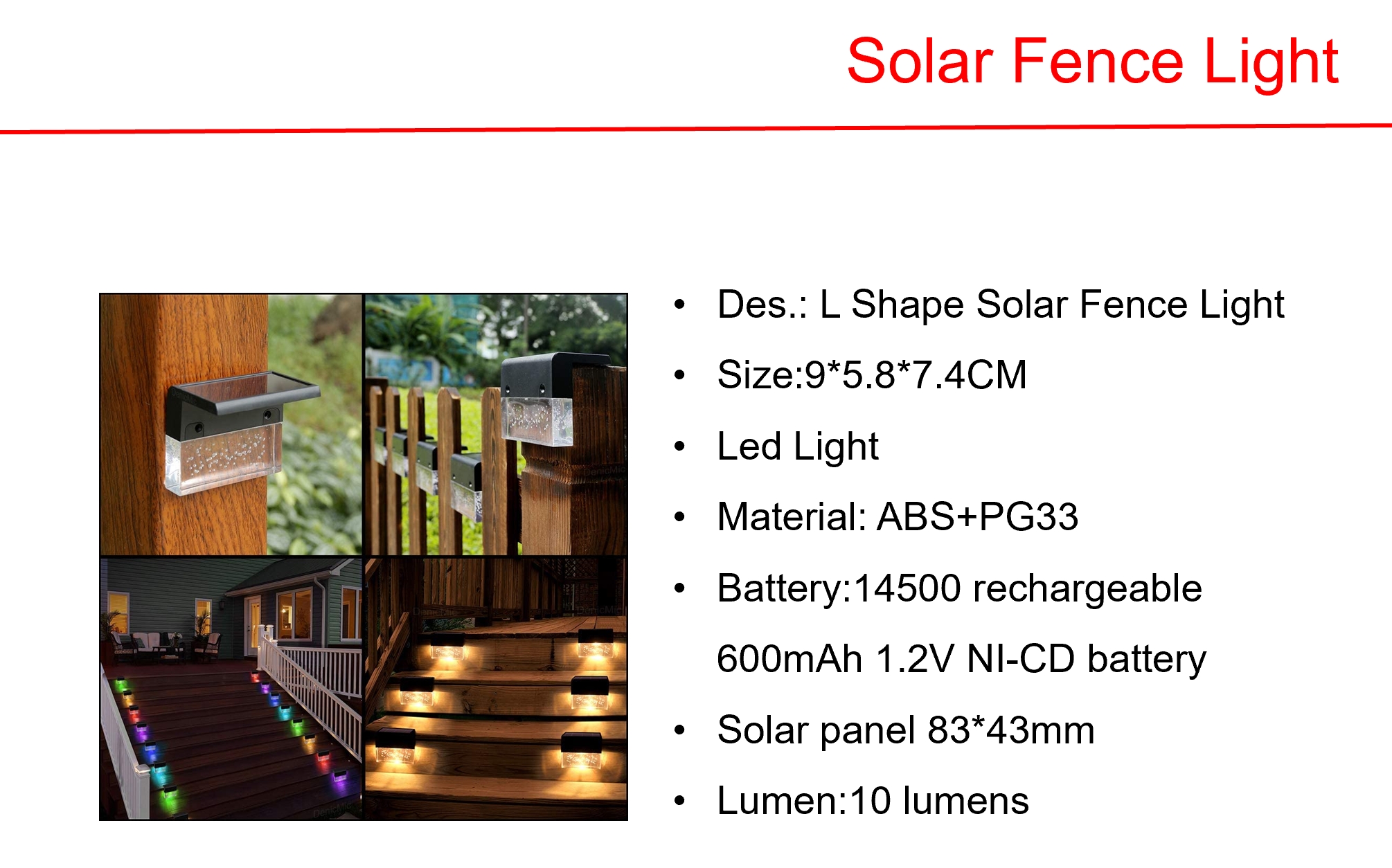 ソーラーLEDメタルLEDステーク&シェイプソーラーフェンスライト