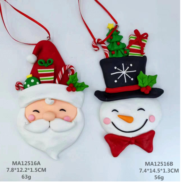 粘土生地の雪だるまと帽子をかぶったサンタ- 34