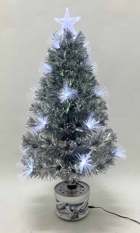 X'mas シルバーカラー クリスタルファイバーツリーライト 角型洗面器付き - 23