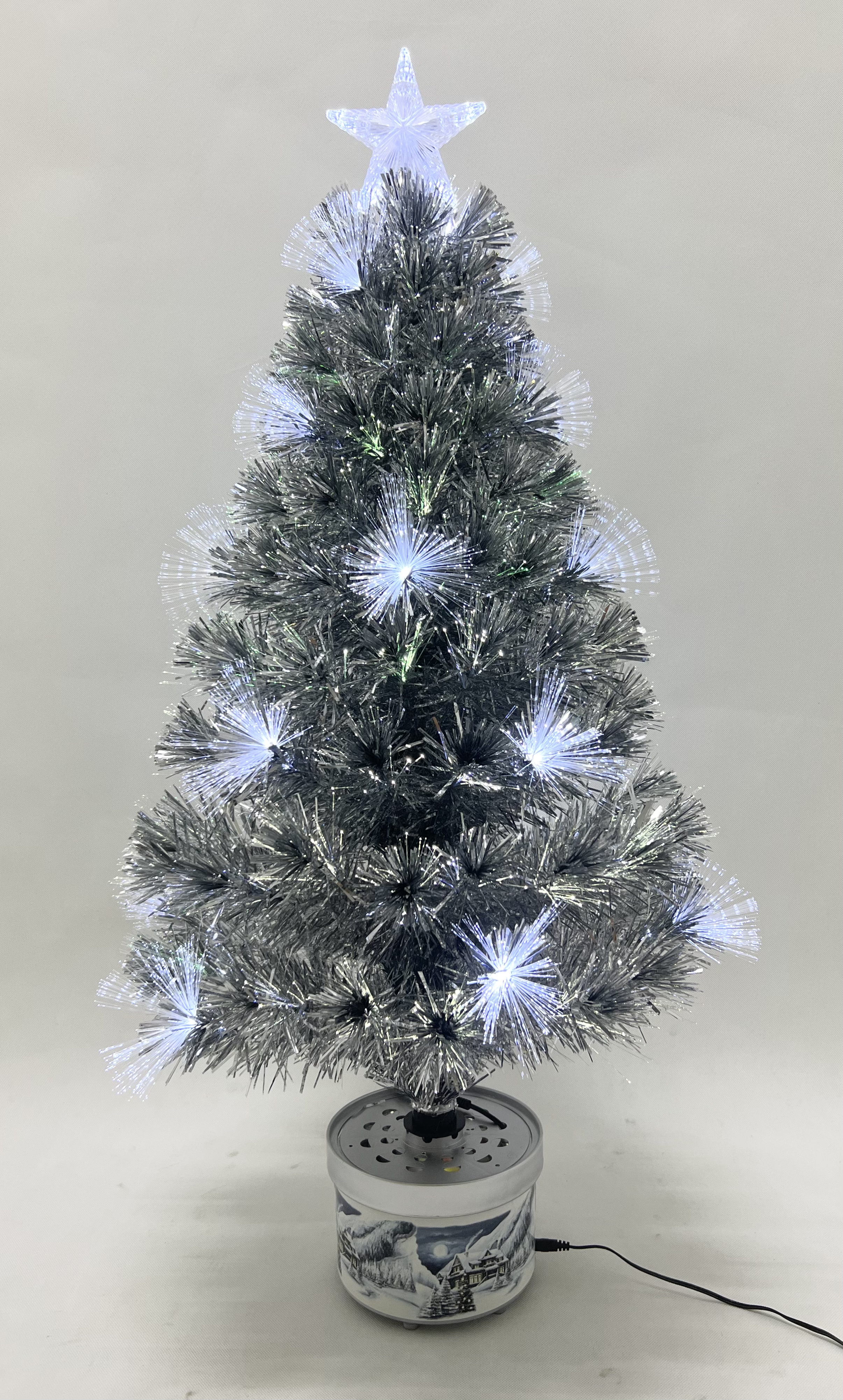 X'mas シルバーカラー クリスタルファイバーツリーライト 角型洗面器付き - 23