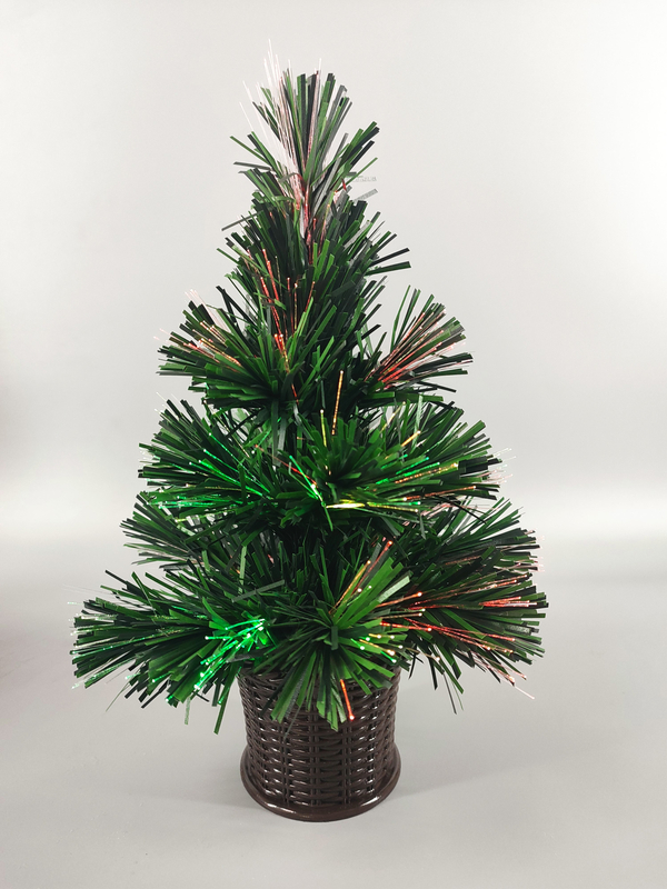 X'mas グリーンカラーのクリスタルファイバーツリー、丸い鉢付き - 6