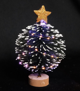 X'mas ブラック&ホワイト ミニツリーライト 鉢付き + グリッタートップスター - 45