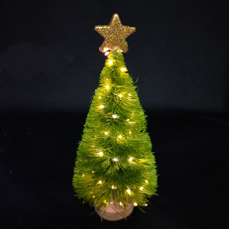 X'mas グリーンミニツリー+鉢付き+グリッタートップスター - 40