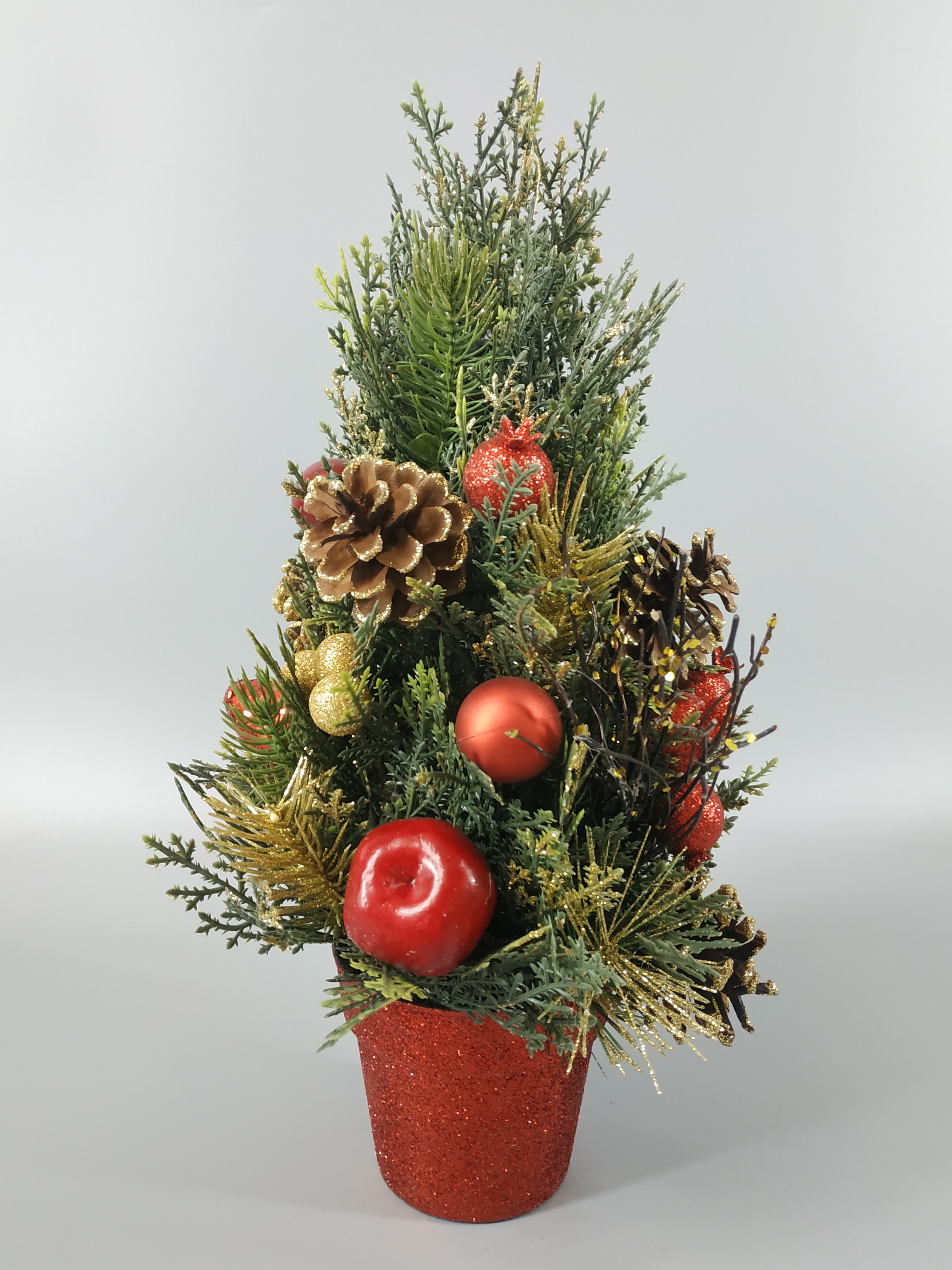 X'masグリーンミニツリー 鉢+デフコル付き。ボール/松ぼっくり - 14