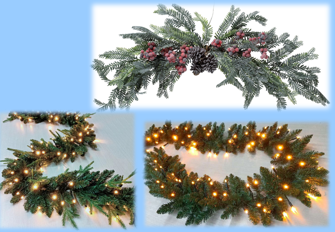 リース松ぼっくり籐+SMDライト