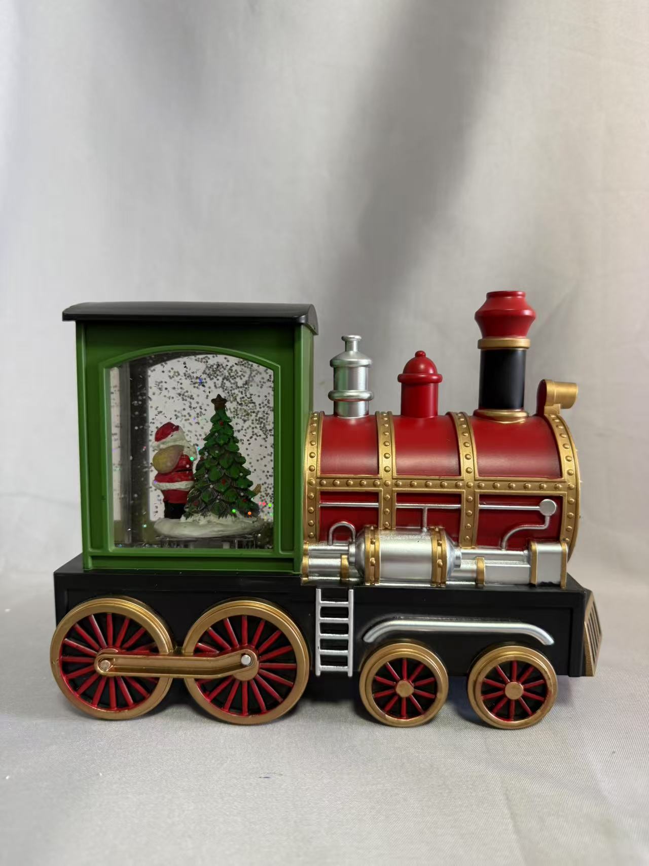 新しいミニトレイン型の装飾ランプ - 1つの温かい白いLED電球を備えたプラスチックと樹脂構造、かわいいノスタルジックデザイン