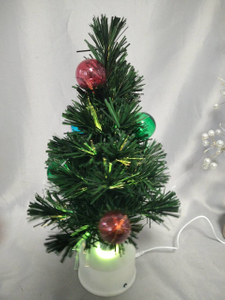 40cmグリーンファイバー光学クリスマスツリー| 6ボールファイバーチップを備えた35の柔軟なブランチ|ミニRGB回転ベース（12 LED、7つのライトモード）|組み込みの音楽プレーヤー