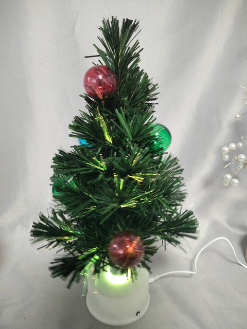 40cmグリーンファイバー光学クリスマスツリー| 6ボールファイバーチップを備えた35の柔軟なブランチ|ミニRGB回転ベース（12 LED、7つのライトモード）|組み込みの音楽プレーヤー
