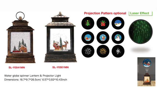 アクリルウォーターグローブスピナー ランタン&プロジェクター ライトカー&ハウス/サンタクロース&トナカイ SR-20