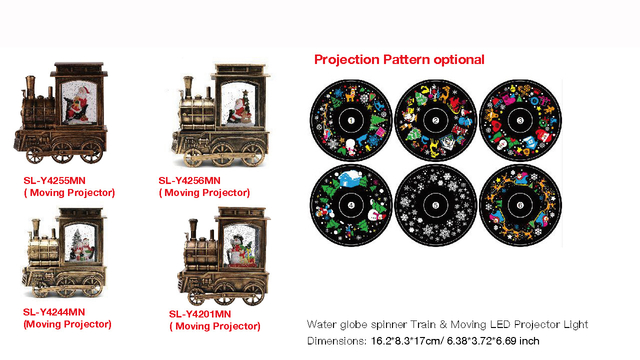 アクリルウォーターグローブスピナー トレイン&ムービングLEDプロジェクターライト スノーマン/サンタクロース SR-68