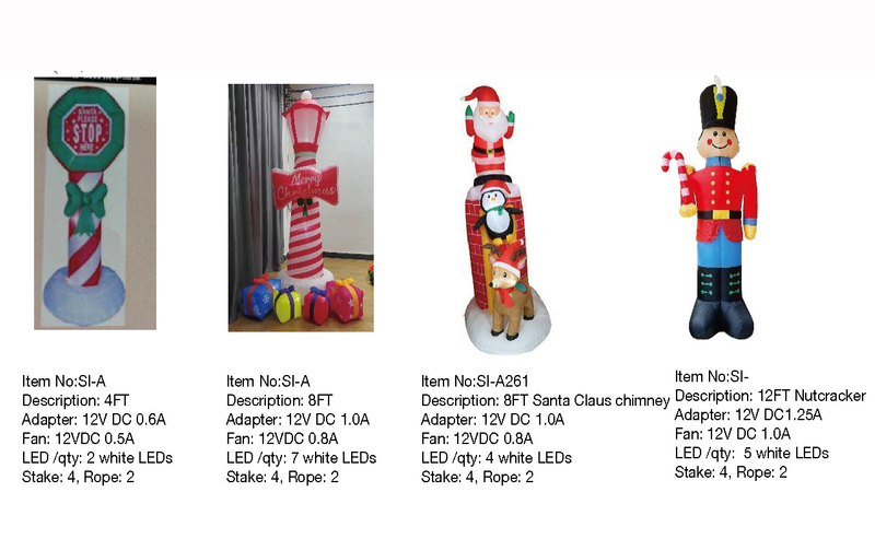 サンタクロースの煙突とくるみ割り人形のインフレータブルLEDライト