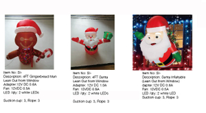 ジンジャーブレッドマン & サンタ インフレータブル ライト - 70