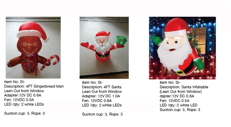 ジンジャーブレッドマン & サンタ インフレータブル ライト - 70