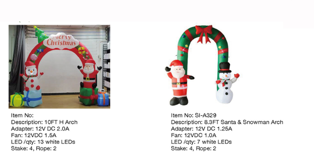 サンタと雪だるまのアーチインフレータブルライト