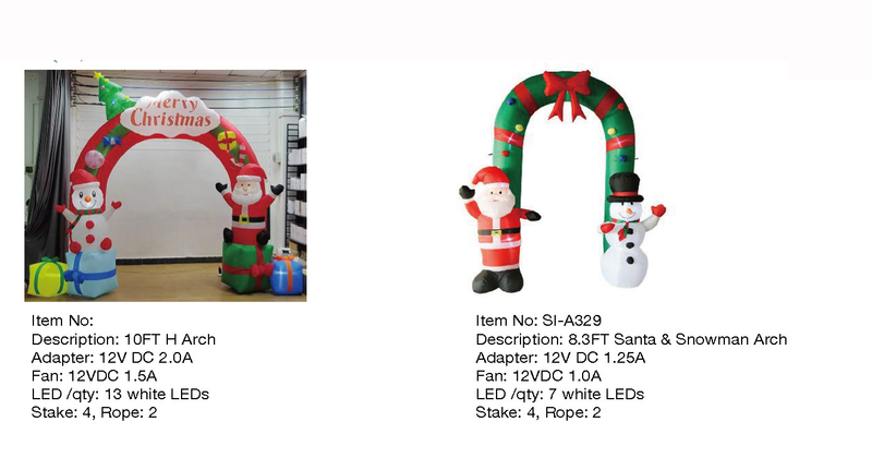 サンタと雪だるまのアーチインフレータブルライト