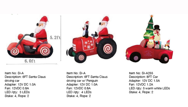 サンタクロースと車のインフレータブルライト