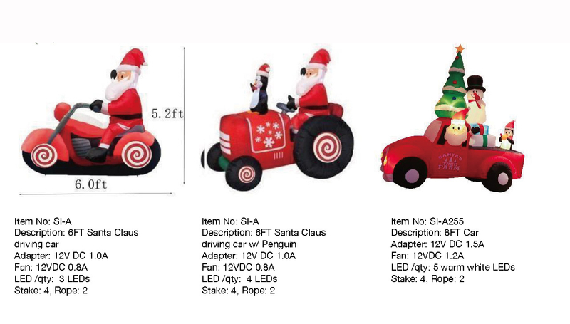 サンタクロースと車のインフレータブルライト